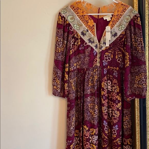 NWT Anthropologie MAEVE plum embroidered maxi dress - Picture 4 of 11